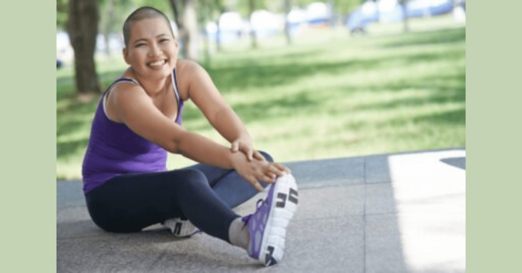 Woman stretching outdoors