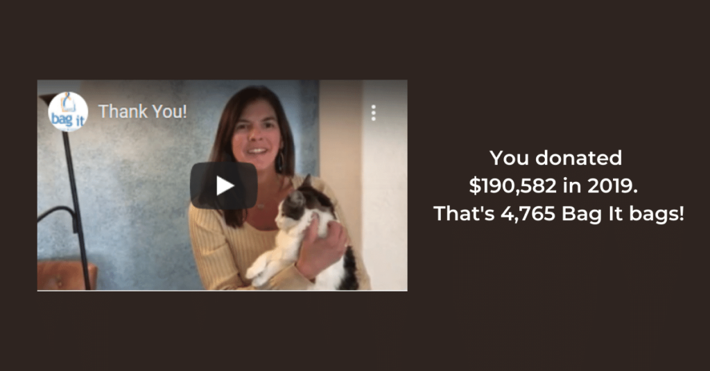 video screen capture with 2019 donation thank you