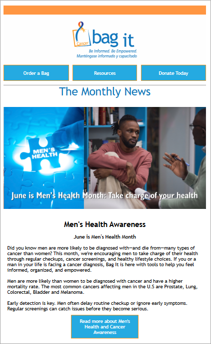 June 2025Bag It Cancer newsletter cover
