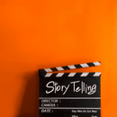 movie clapper with Storytelling text