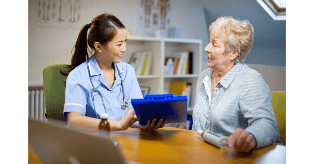 Nurse and patient talking