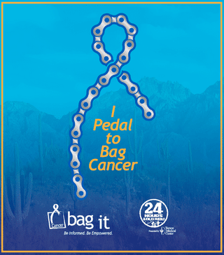 I pedal to Bag Cancer Campsite sign