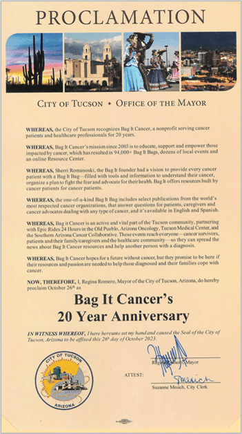 City of Tucson Proclamation for 20 Years