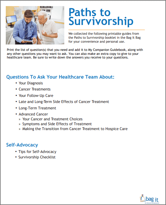 Paths to Survivorship Questions, Checklist, etc.