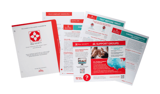 Chronic Lymphocytic Leukemia Bag It Bag contents with CLL Society Chronic Lymphocytic Leukemia Bag contents