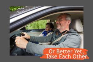 Couple riding in a car