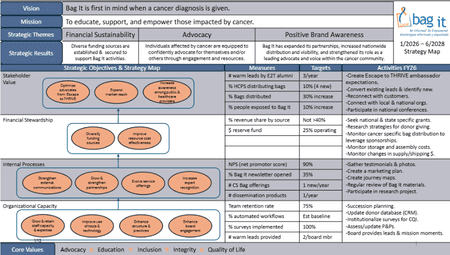 Bag It Cancer 3-Year Strategic Plan 2026-2028 overview